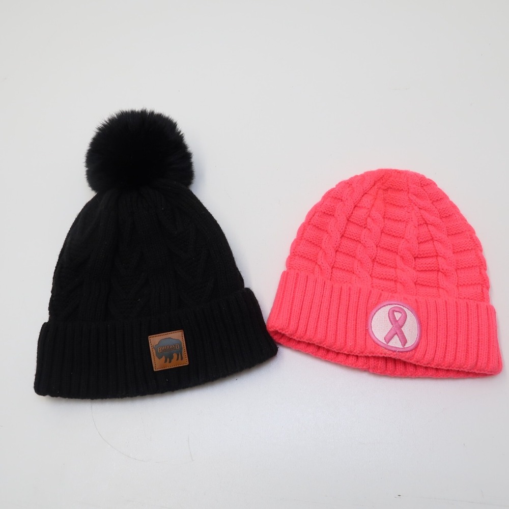 Buffalo Outdoors Workwear & Hot Pink Breast Cancer Women's Cable Knit Hat lot 2